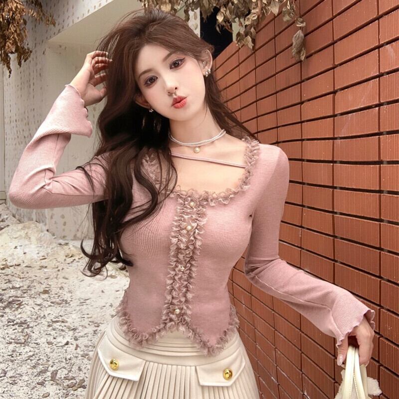 【tops】レース切り替えトップス　M29321