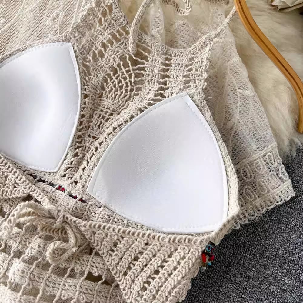 【set】レースカーディガン+キャミソール+ショートパンツ3点セットF7519