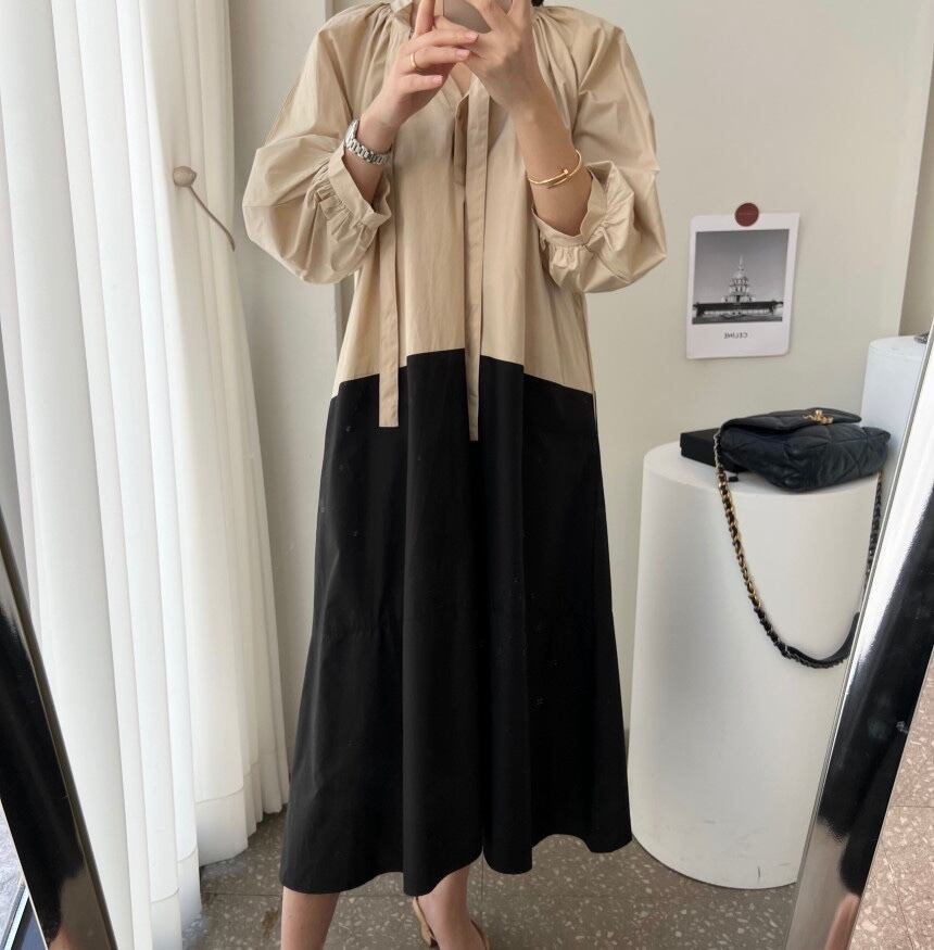 【dress】配色カジュアルワンピース　M18692