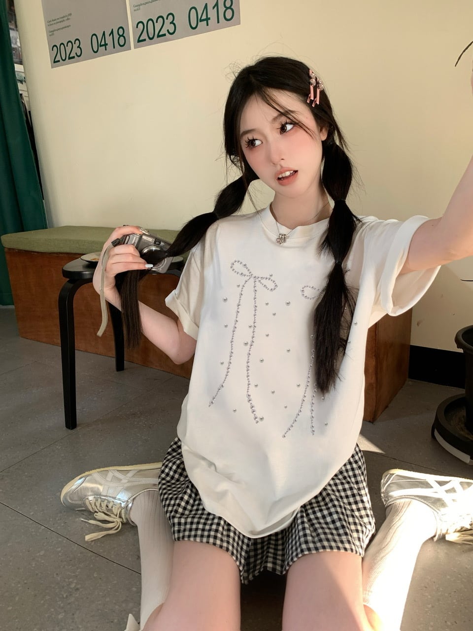 【tops】ビジューTシャツ　M24858