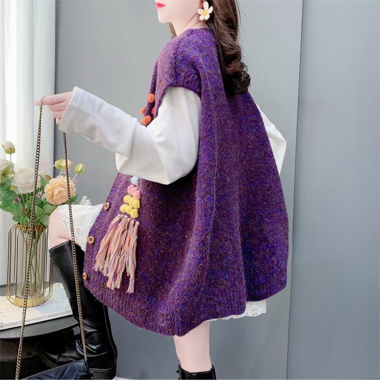 【tops】Vネックニットベスト　M28703