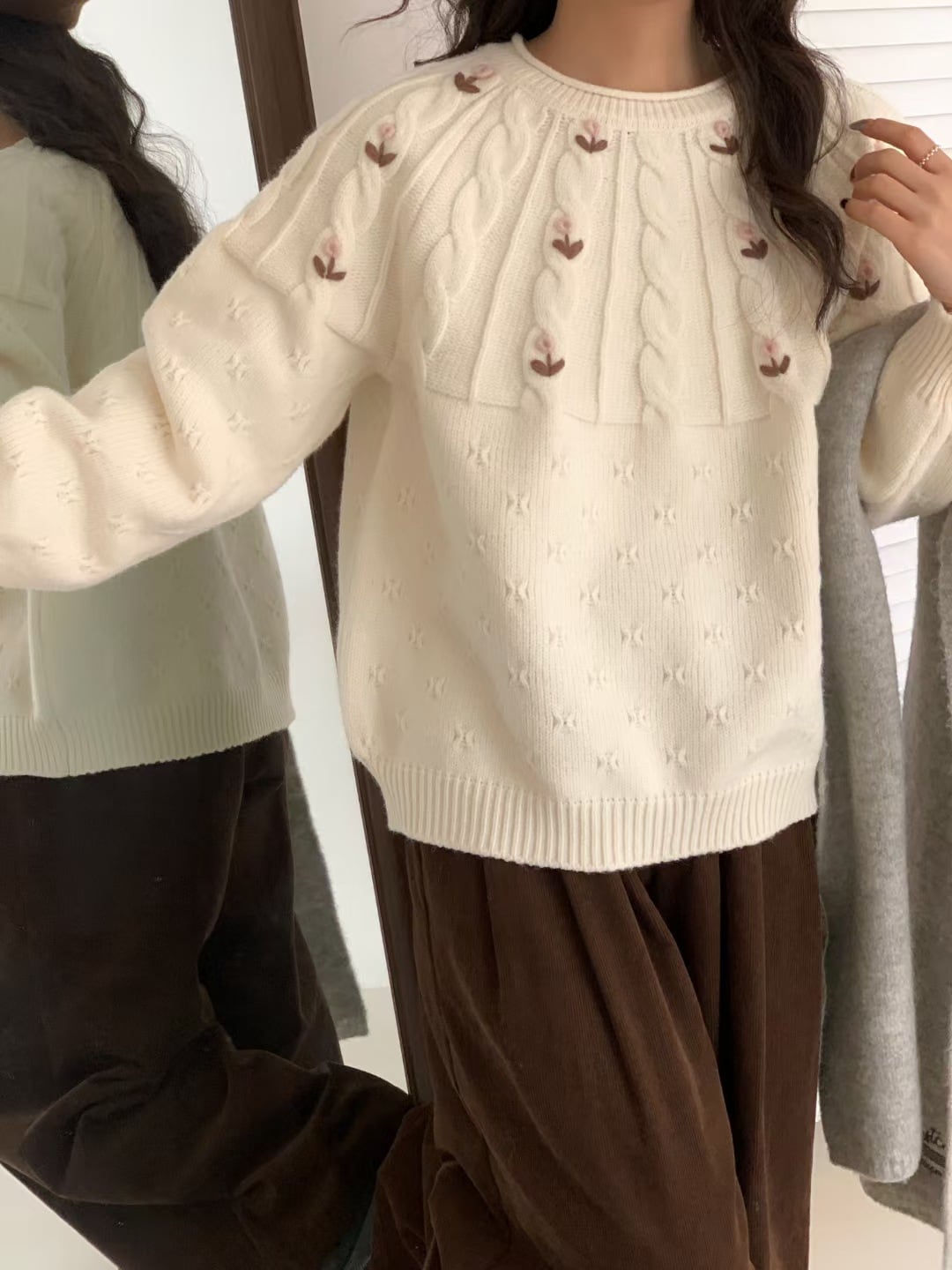 【tops】刺繍ニットセーター　M27837
