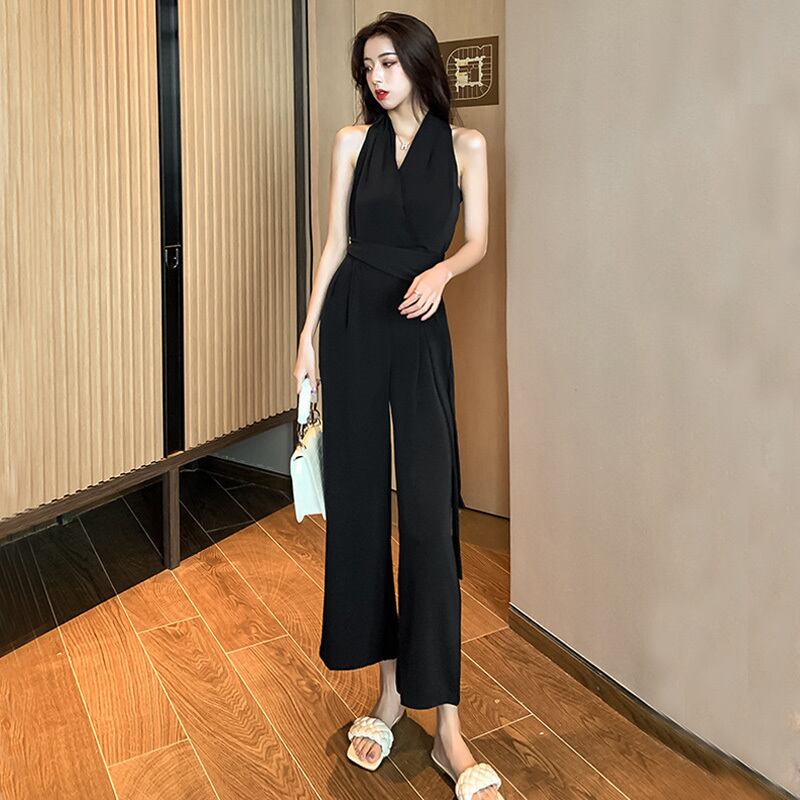 【set】気質満点レトロ夏着痩せハイウエストオールインワン G0709