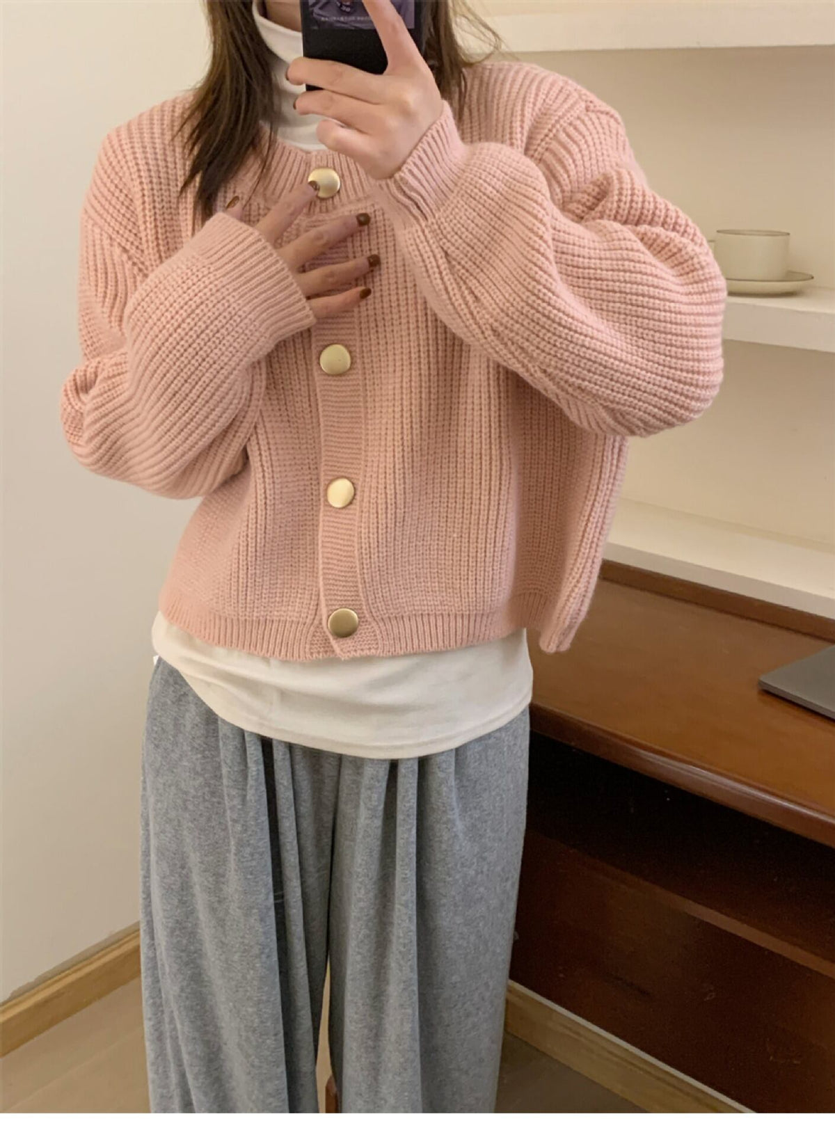 【outer】クルーネックニットカーデ　M18817
