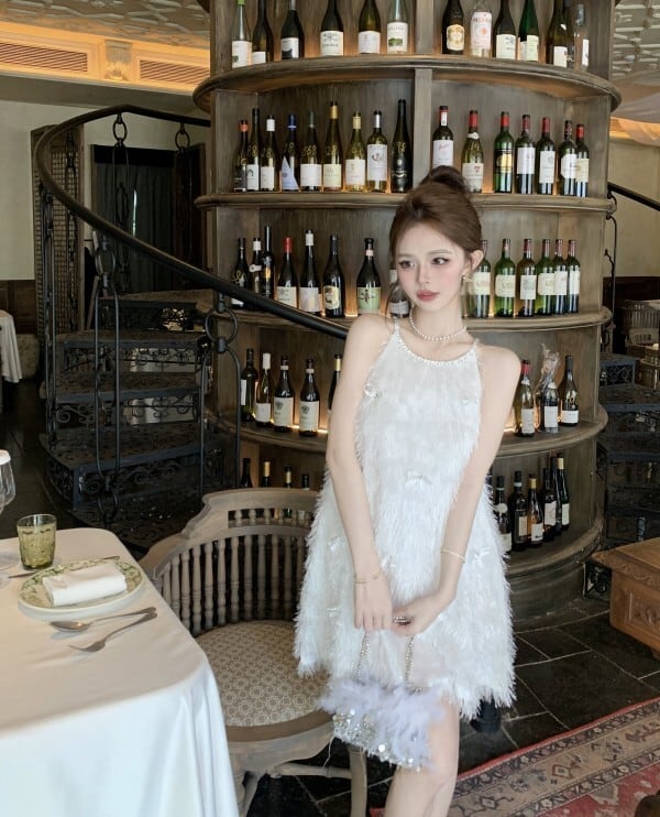 【dress】ビジューホルターネックワンピース　M24775