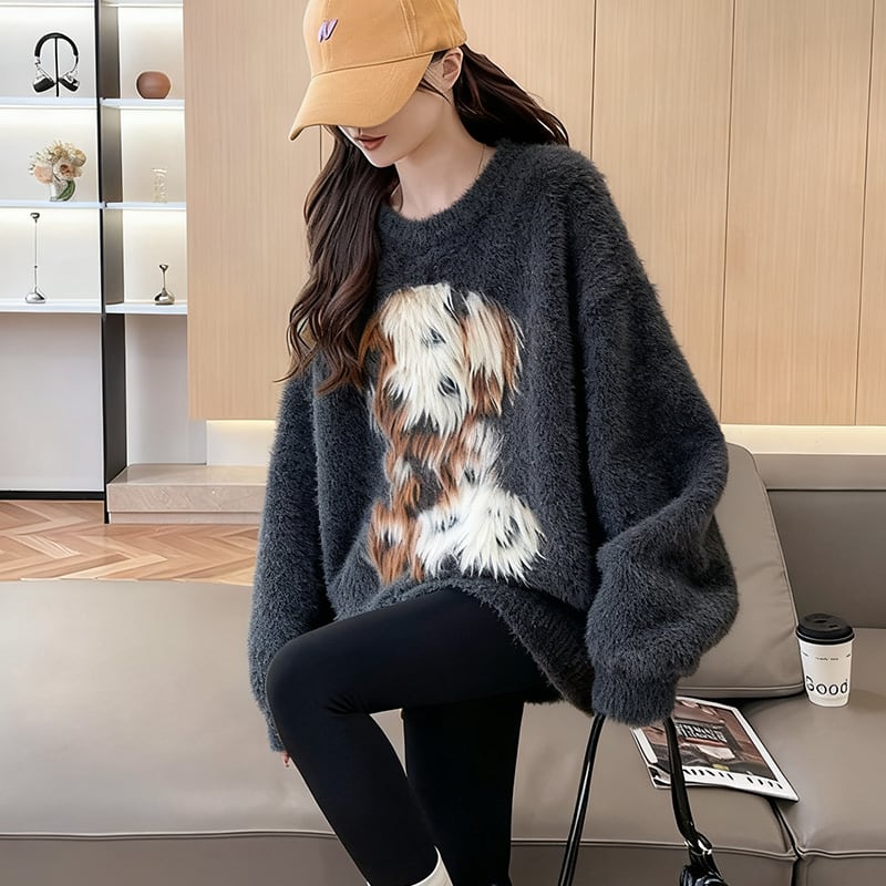【tops】ファードッキングニットトップス Q7285