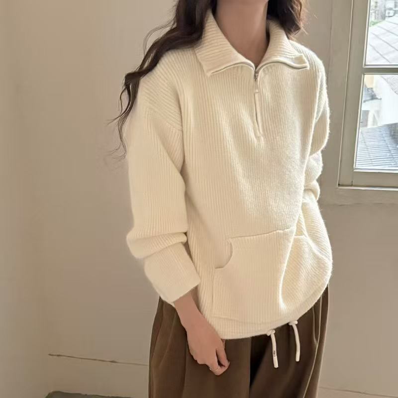 【tops】ポケット付きニットトップス Q7173