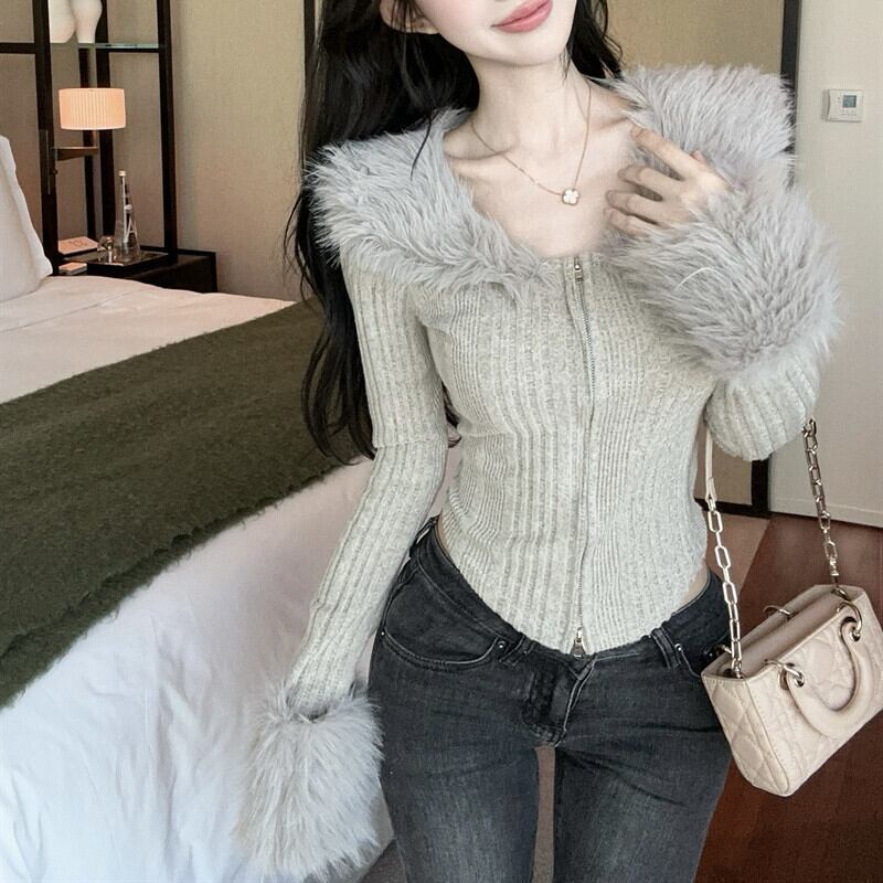 【outer】ファーニットカーデ　M27826