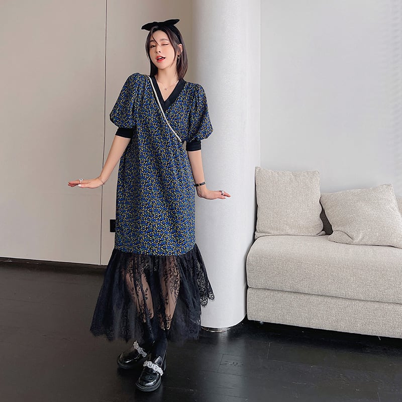 【dress】レース花柄ワンピース　M25158