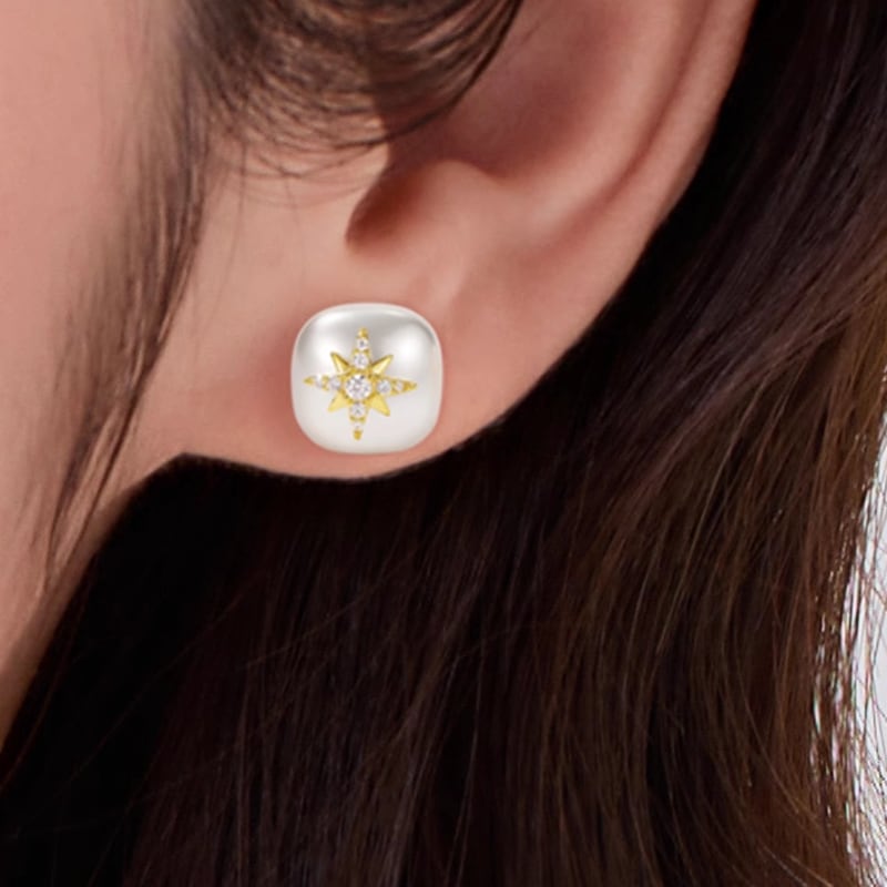 【小物】八芒星パールピアス Q7525