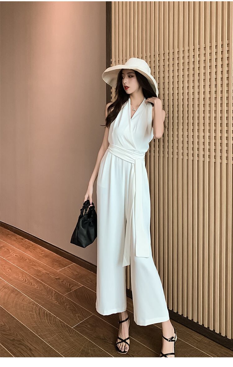 【set】気質満点レトロ夏着痩せハイウエストオールインワン G0709