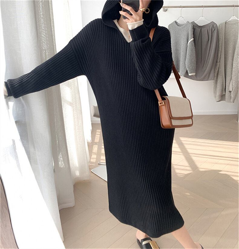 【dress】フード付きニットワンピース　M18237