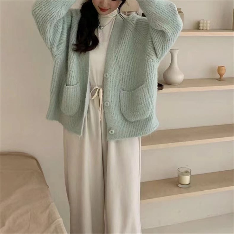 【outer】Vネックニットカーデ　M25852