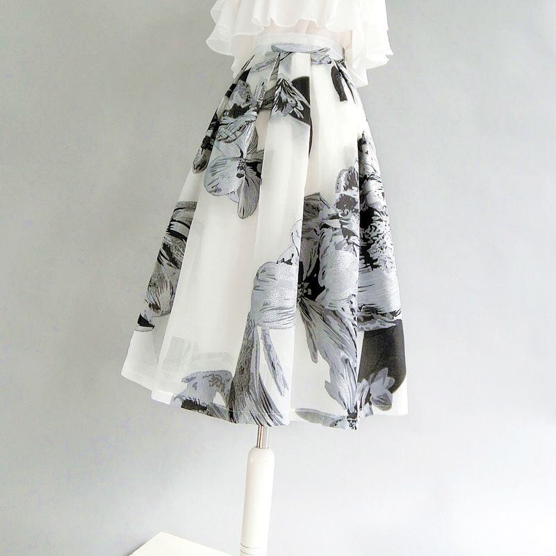 【set】フレアスリーブ無地ブラウス＋ハイウエスト花柄スカートおしゃれセットアップ