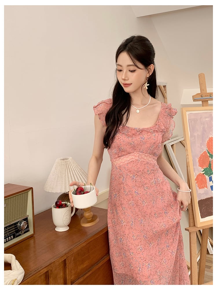 【dress】フリル花柄ワンピース　M25208