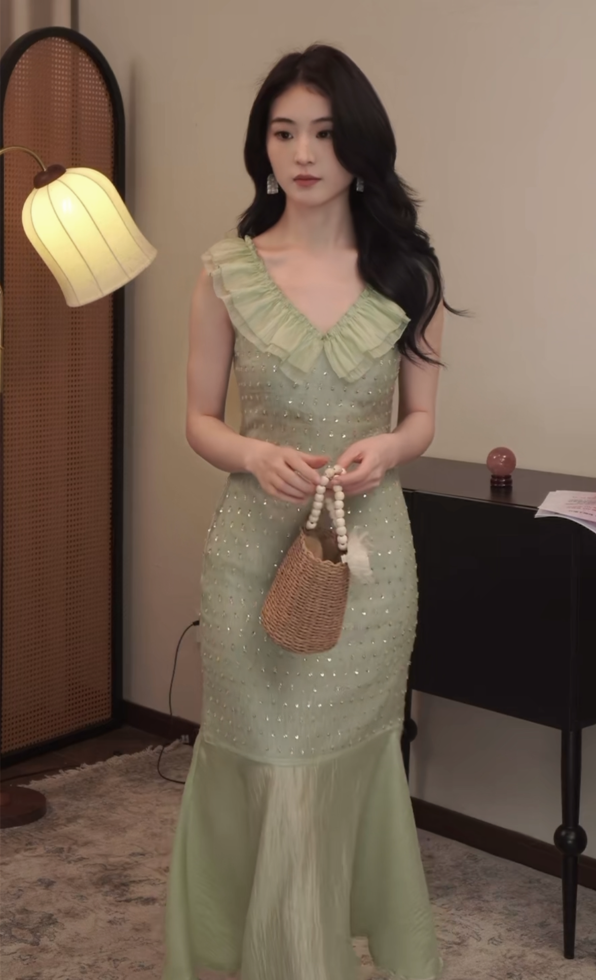 【dress】スパンコール付きマーメイドワンピース　N2987