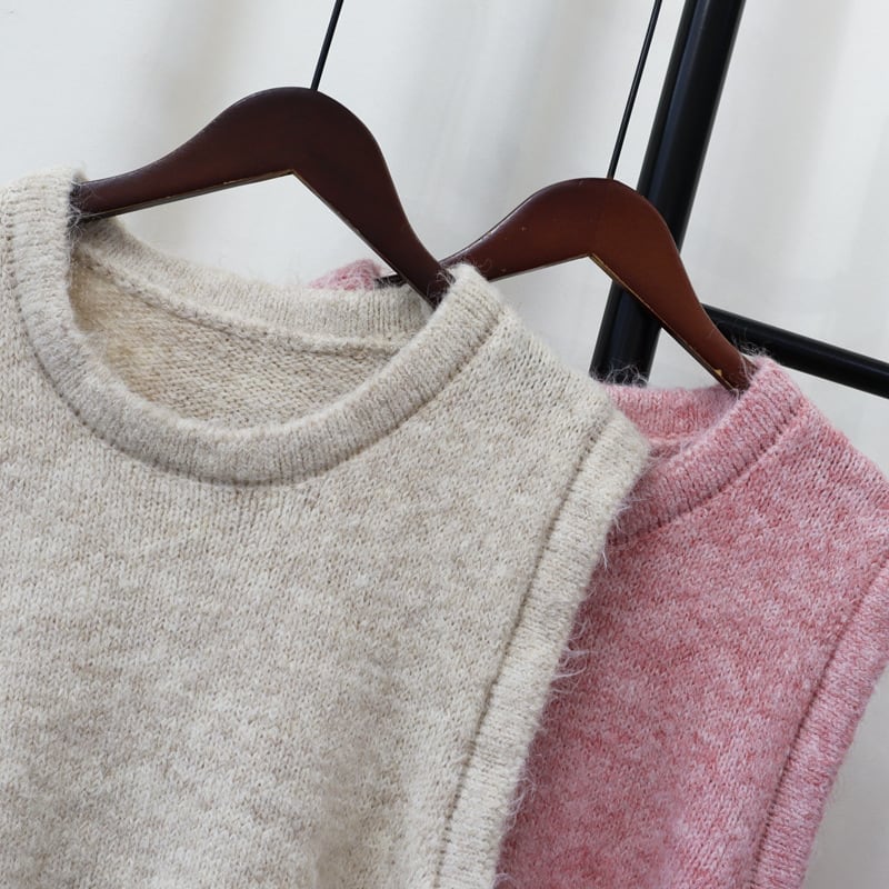 【tops】リボン付きニットベスト　M26019
