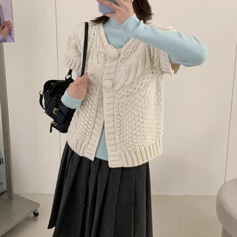 【outer】半袖ニットカーディガン Q8066