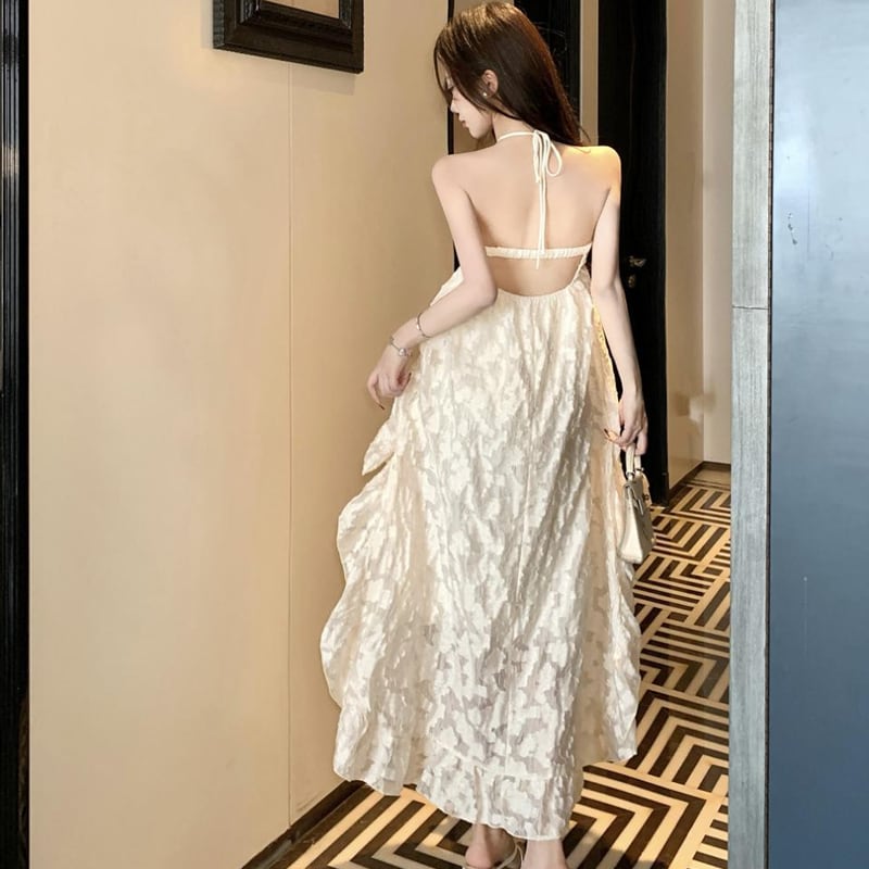 【dress】ホルターネックロングワンピース Q8184
