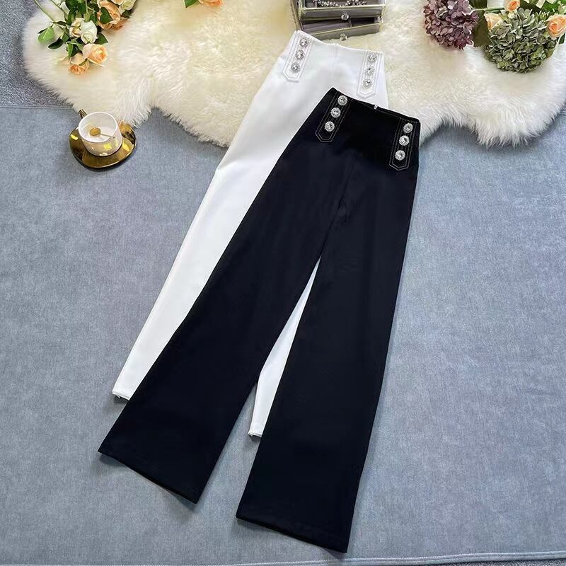 【bottoms】細身効果抜群♪2色ハイウエスト合わせやすいファスナー無地ガウチョパンツF1554