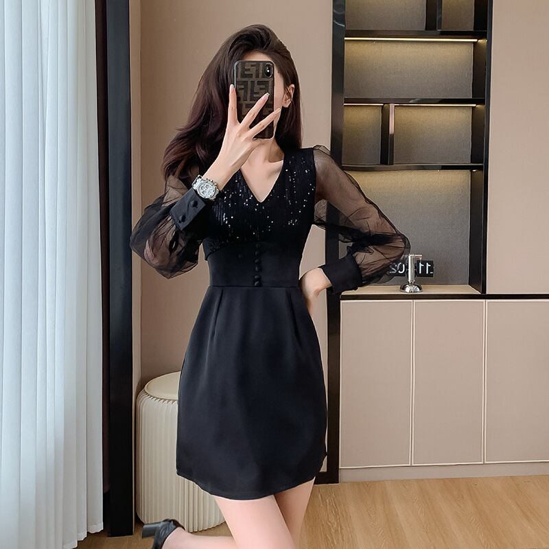 【dress】チュールドッキングワンピース　M18849