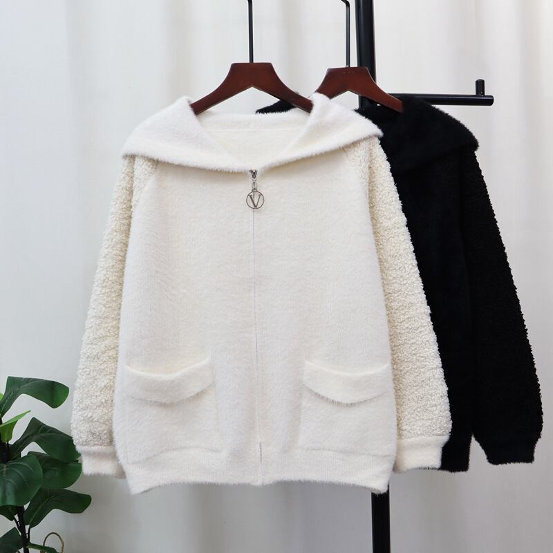 【outer】フード付きニットカーデ　M27633