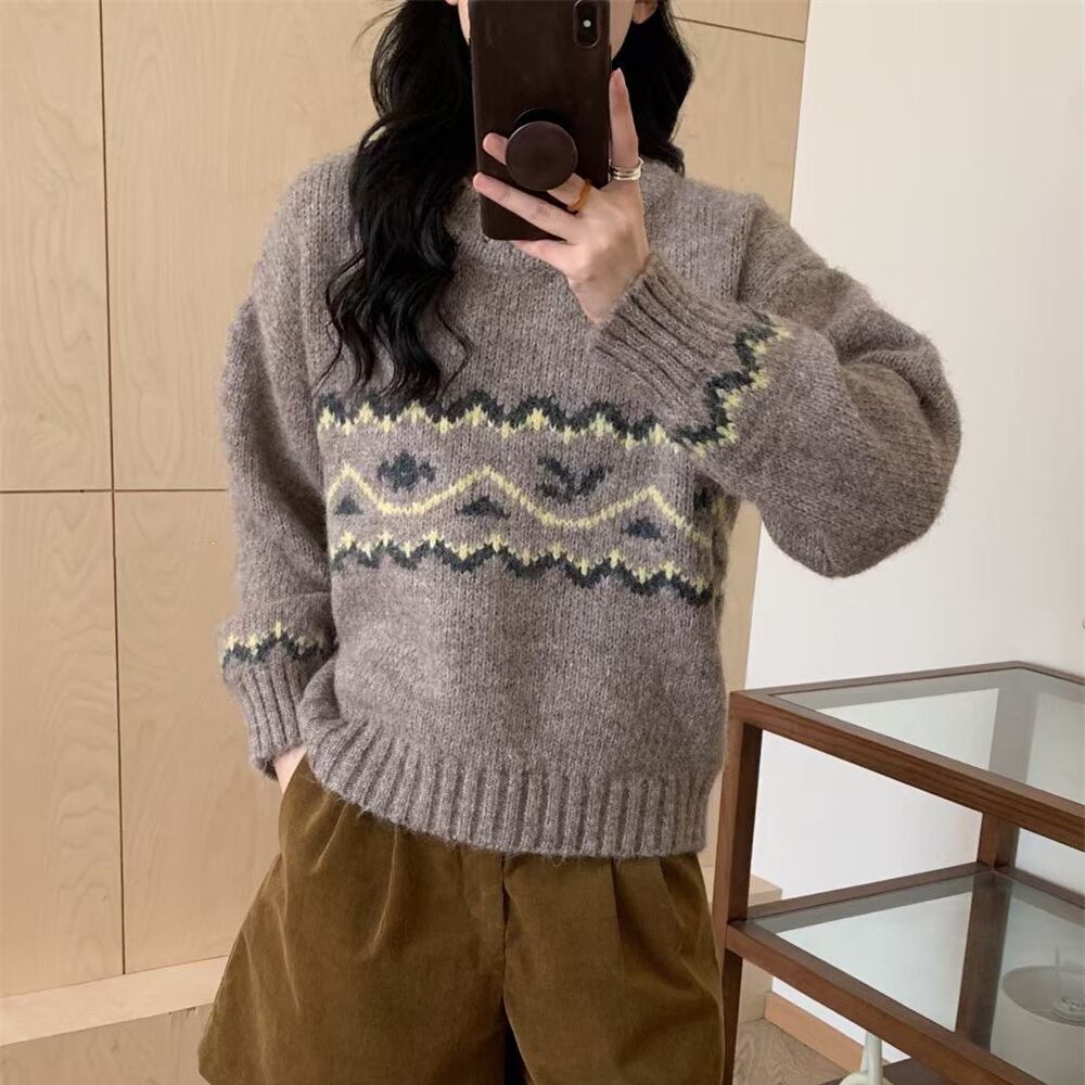 【tops】ジャカードニットセーター　M27134