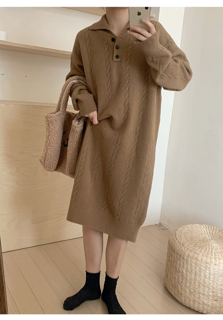 【dress】POLOネックニットワンピース　M18757