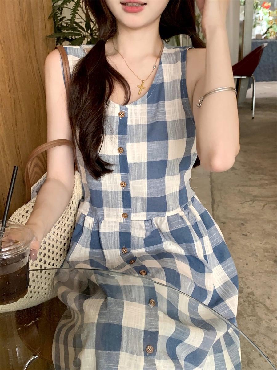 【dress】チェック柄ワンピース　M25144