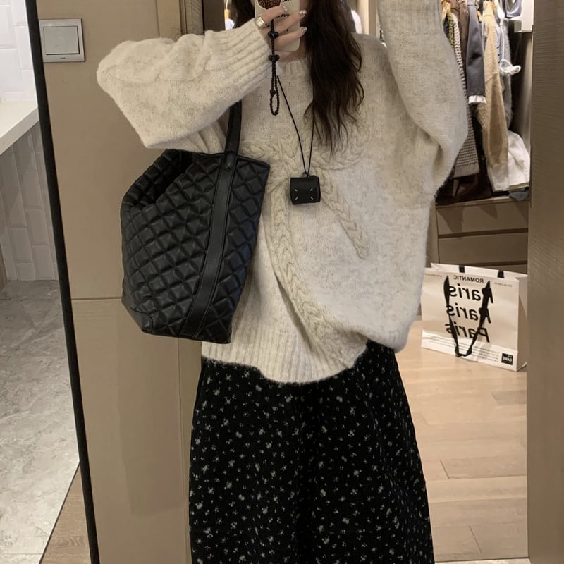 【tops】リボンニットトップス Q7243