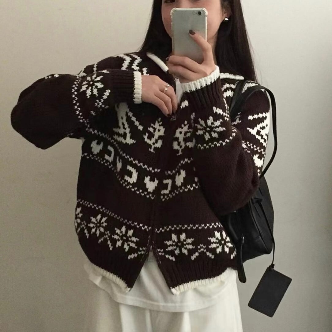 【outer】ジャカードニットカーデ　M27130