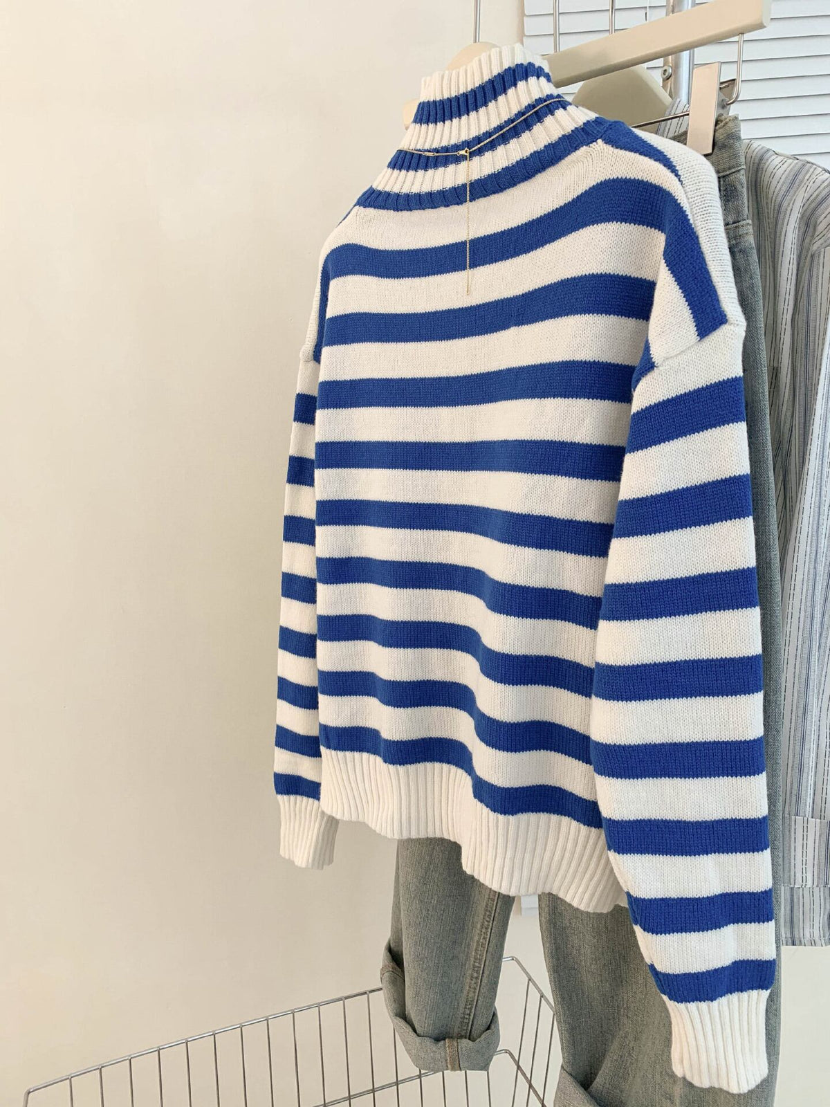 【tops】ボーダー柄ニットセーター　M29214