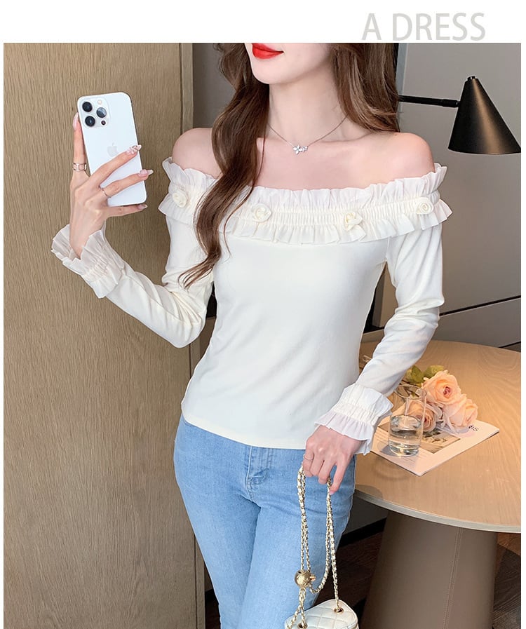 【tops】オフショルダー長袖Tシャツ　M28695