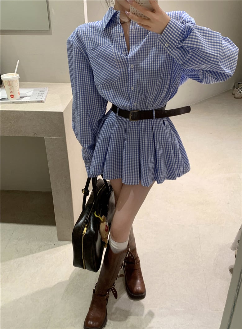 【dress】シャツワンピースベルト付き　M29531