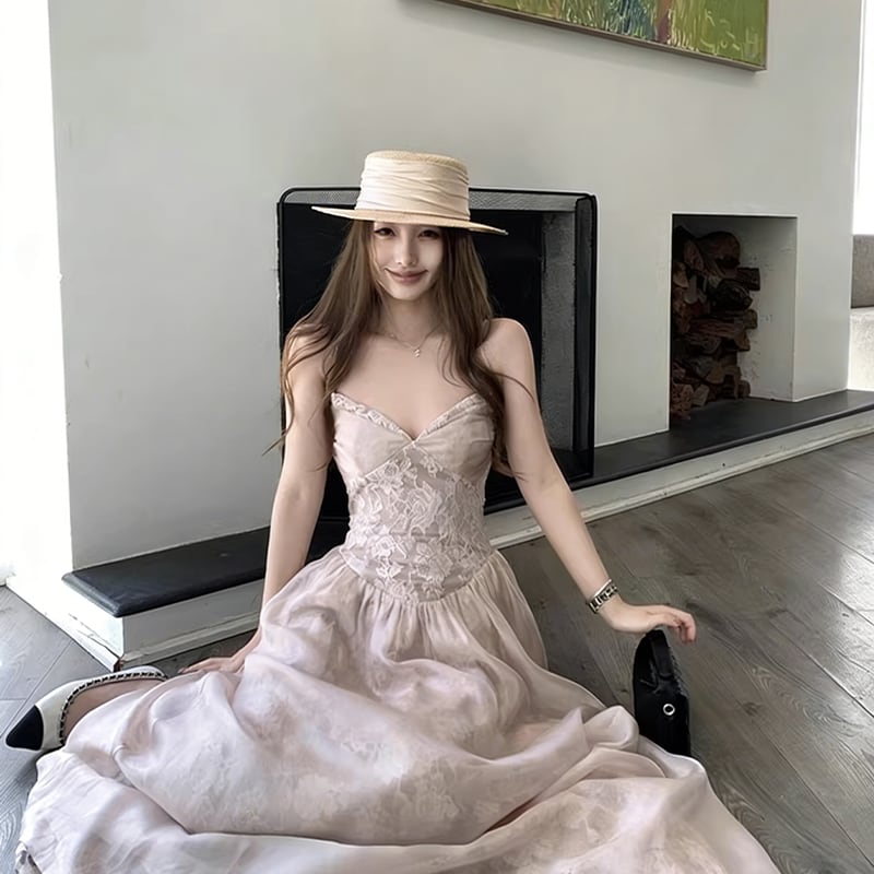 【dress】レースキャミワンピース Q8384