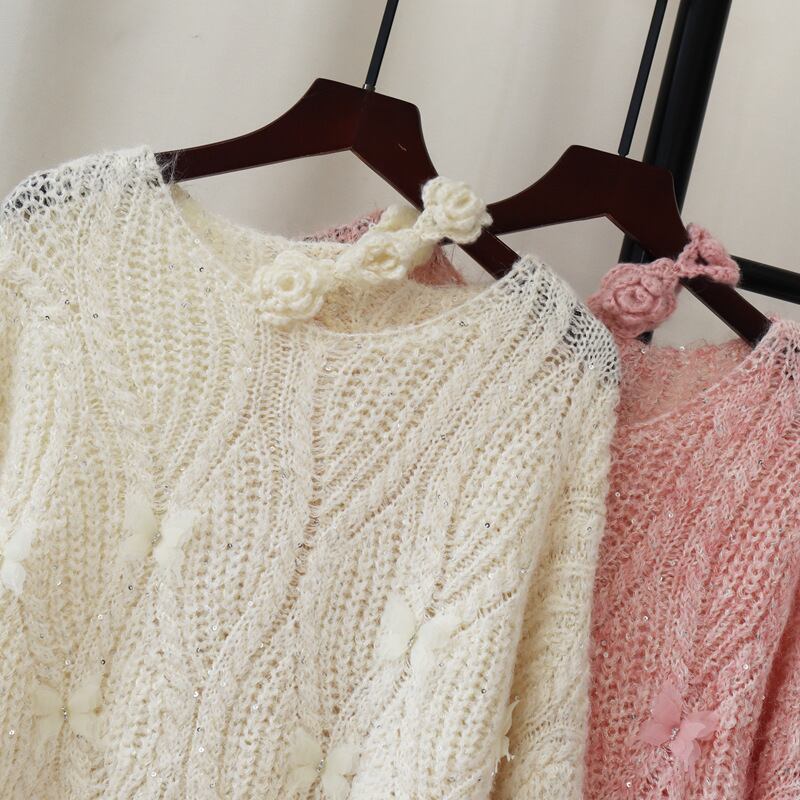 【tops】立体フラワーニットセーター　M28078