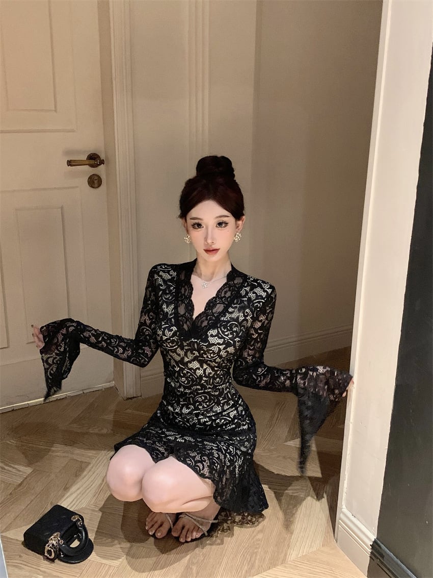 【dress】レースフリルワンピース　M26425