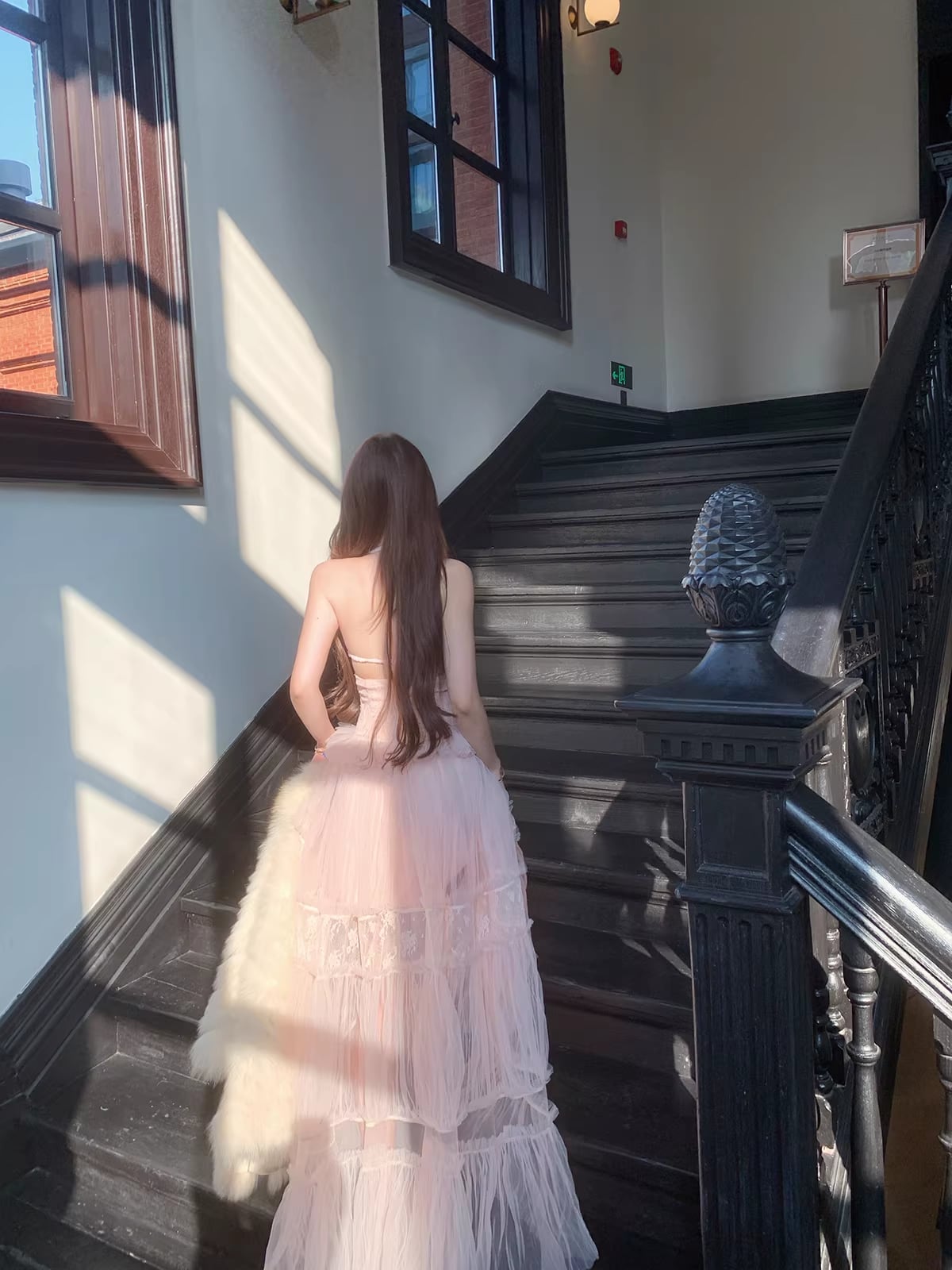 【dress】チュールレースロングワンピース Q7971