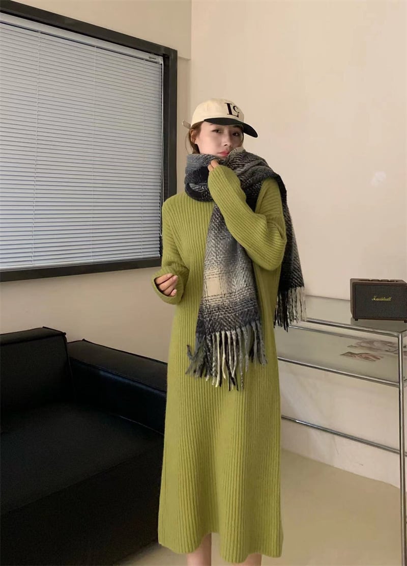 【dress】無地ニットワンピース　M19129