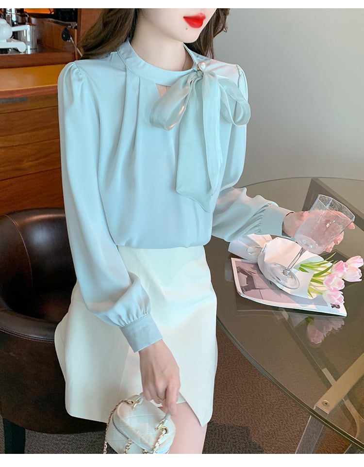 【tops】リボン付きブラウス　M29120