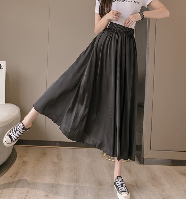 【bottoms】美感いっぱい無地合わせやすいハイウエストシンプルカジュアルガウチョパンツ