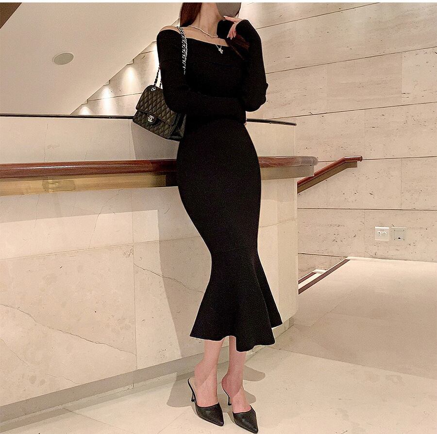 【dress】マーメイドニットワンピース　M18721