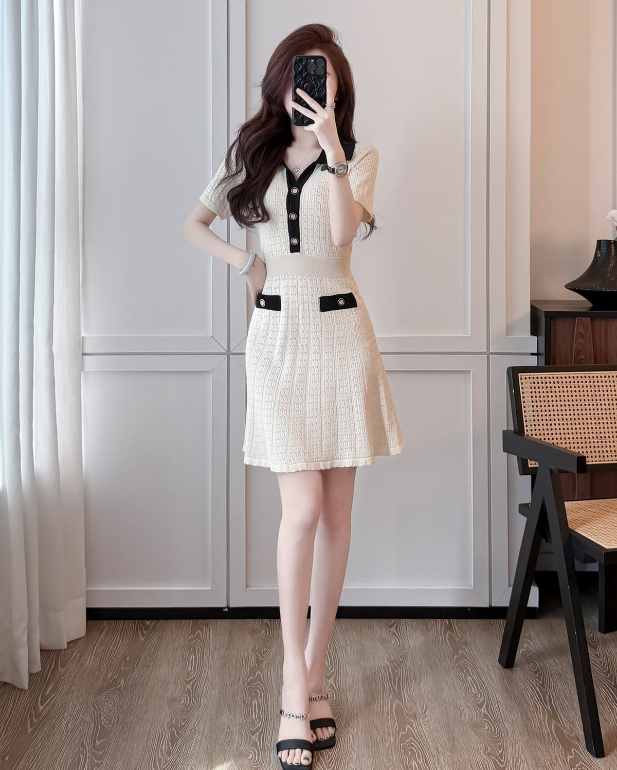 【dress】Aラインニットワンピース Q8468