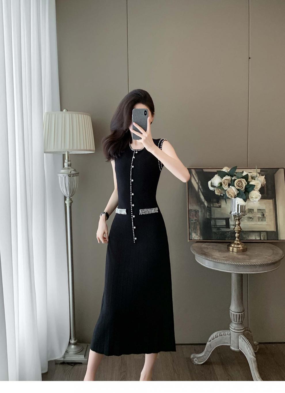 【dress】パールノースリーブニットワンピース　M24911