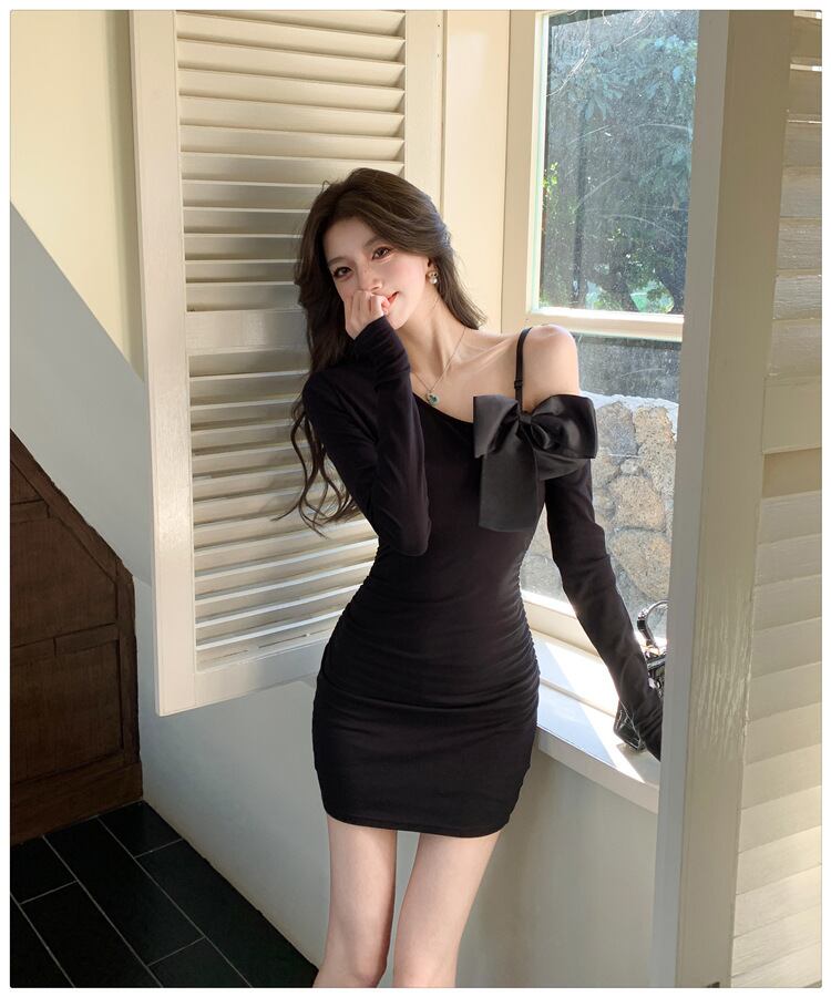 【dress】オフショルダーニットワンピース　M28868