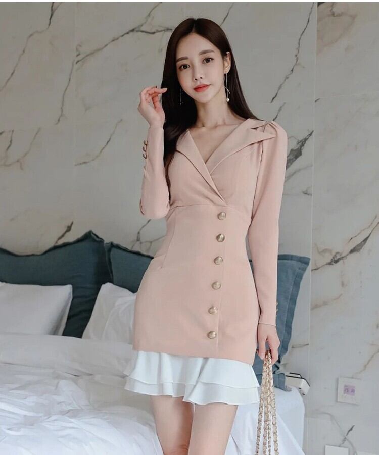 【dress】フリルドッキングワンピース　M18650