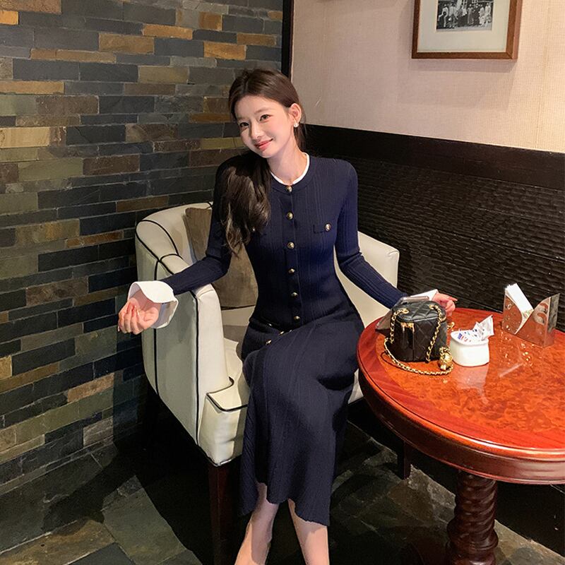 【dress】ロングニットワンピース Q7831