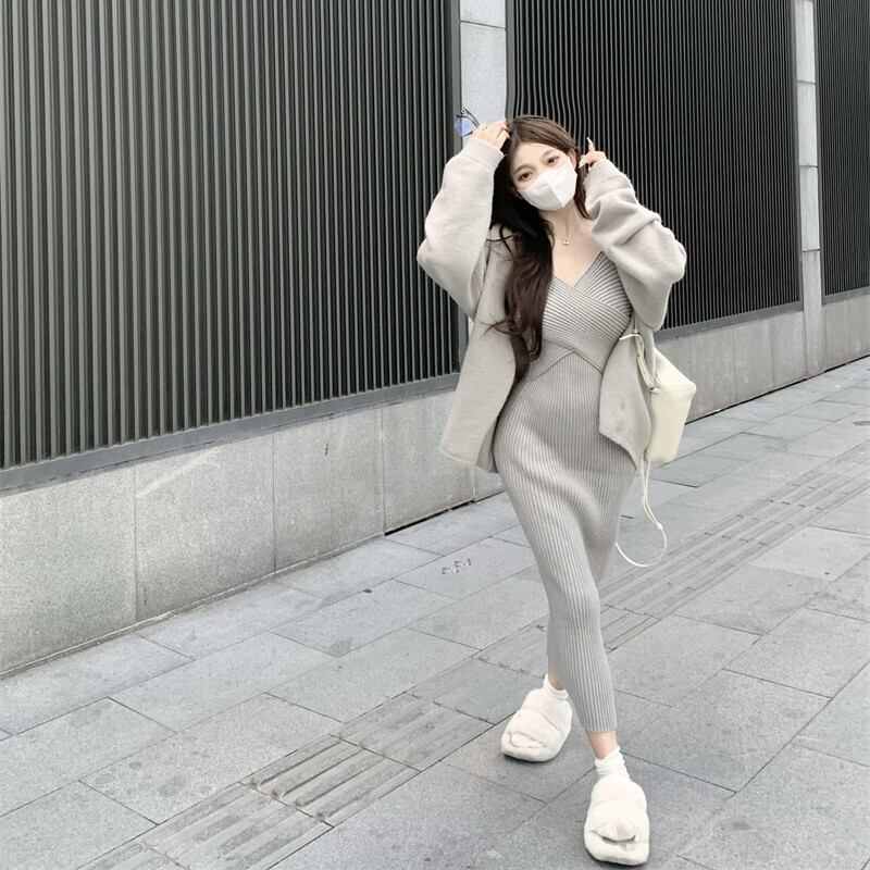 【set】ニットキャミワンピース×ニットカーデセット　M27856