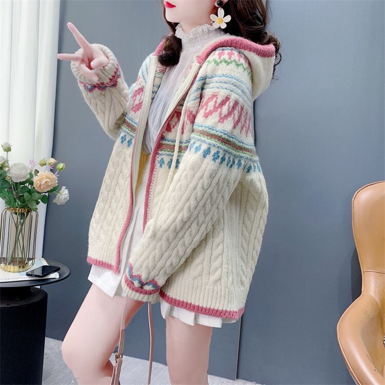 【outer】ジャカードニットカーデ　M28704