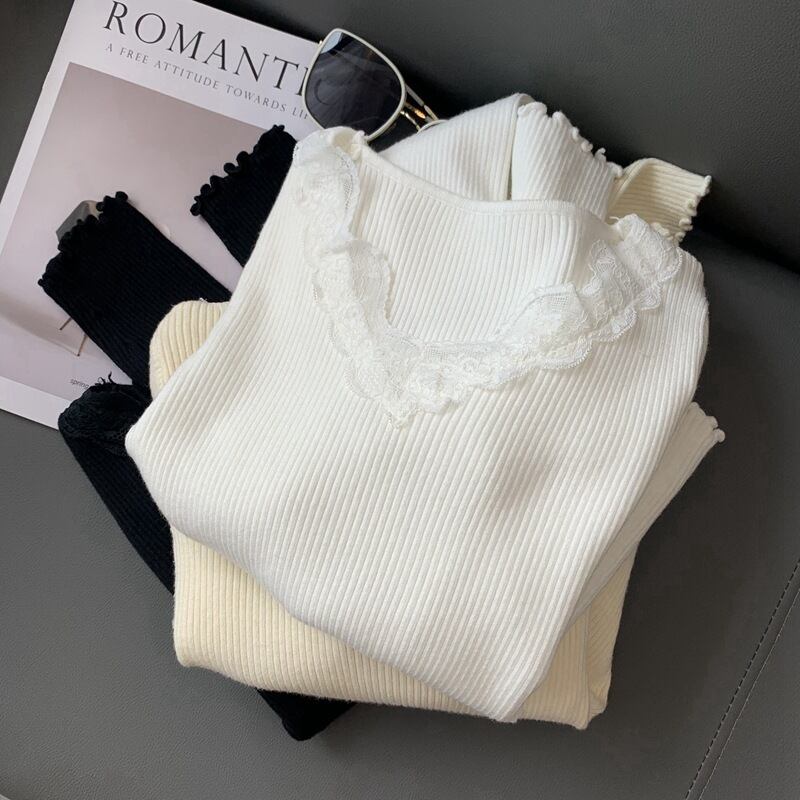【tops】レース切り替えニットトップス　M27213